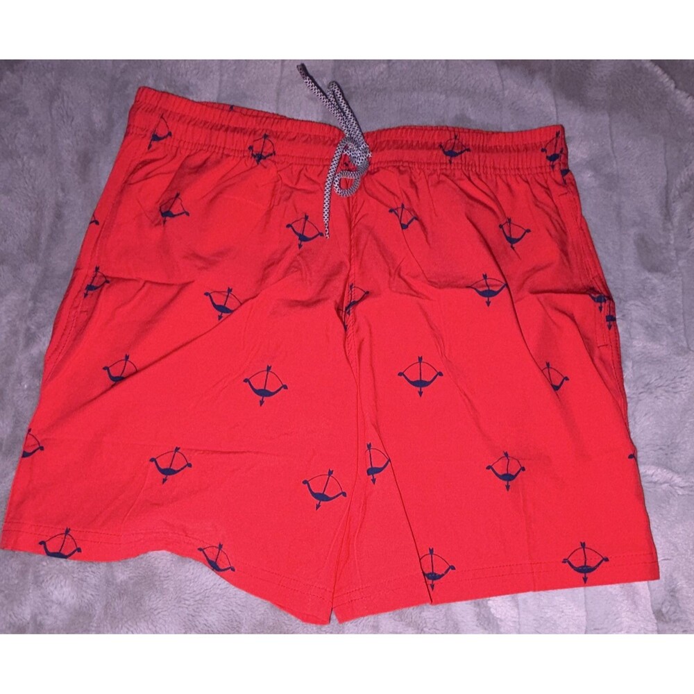 Men's Red/Blue Anchor Print Nautical Swim Shorts Size Medium NWT A11